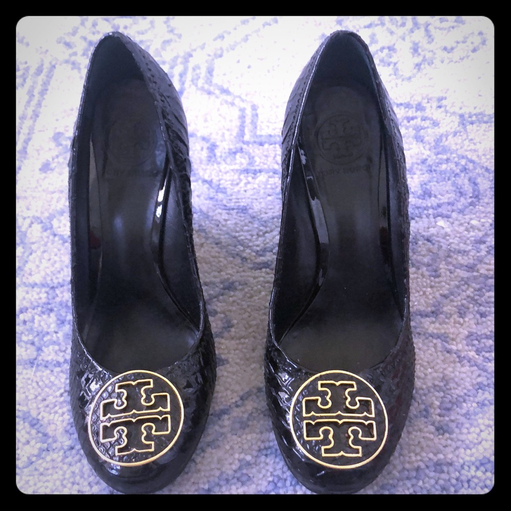 Tory Burch Faux Snakeskin Wedges